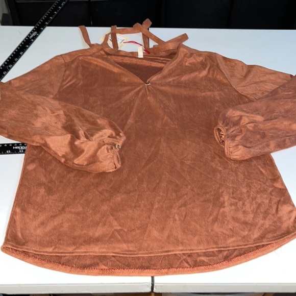 Raga size small brown faux suede long sleeve peasant style NWOT - Picture 10 of 12
